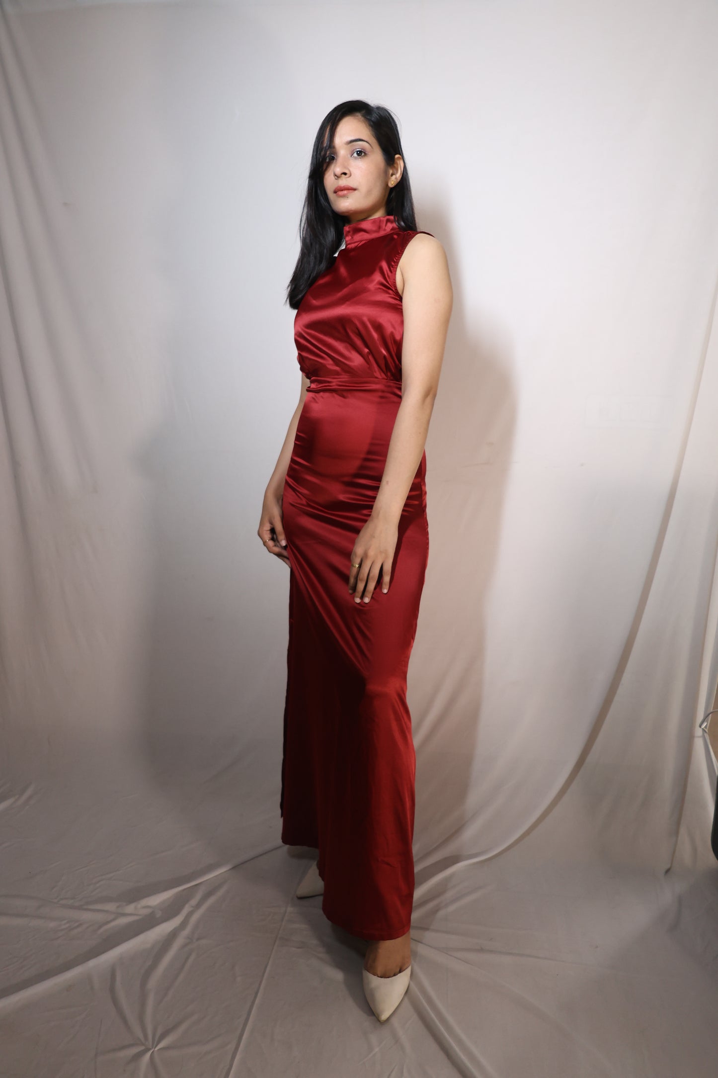 Crimson Luxe Satin Gown