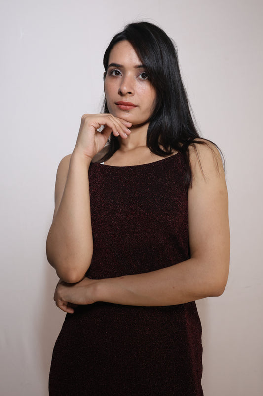 Garnet Glow Slit Dress