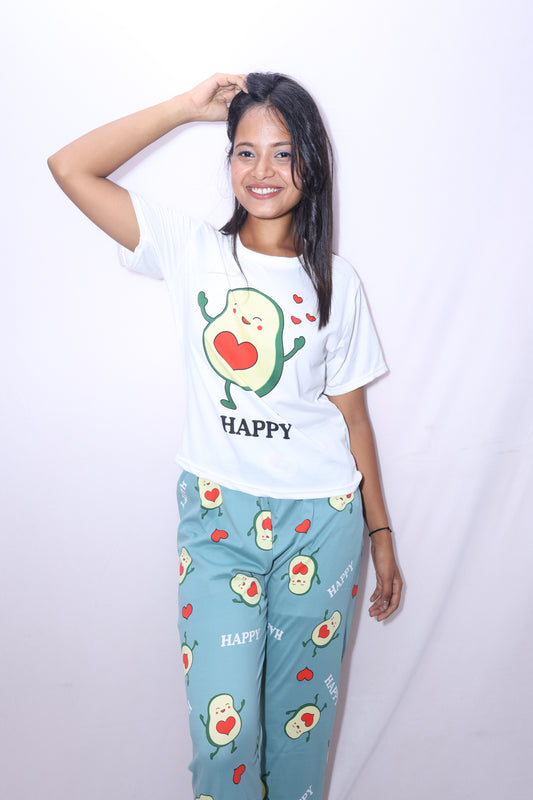 Happy Avocado Printed Cotton Nightsuit