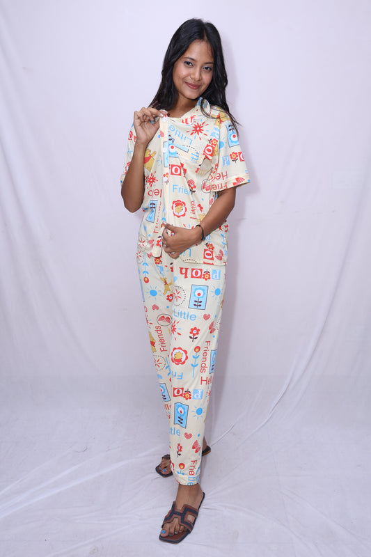 Pastel Play Printed Cotton Nightsuit