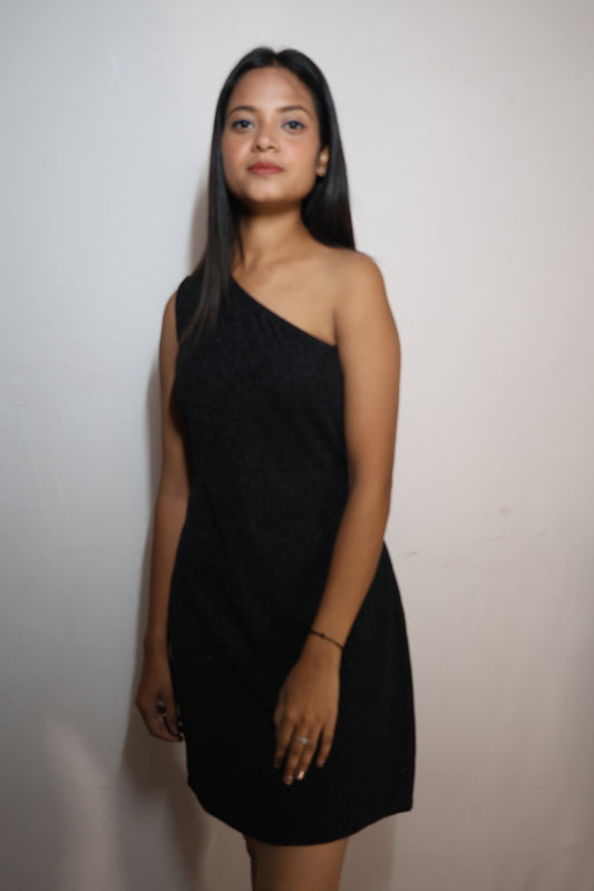 Midnight Sparkle One-Shoulder Dress