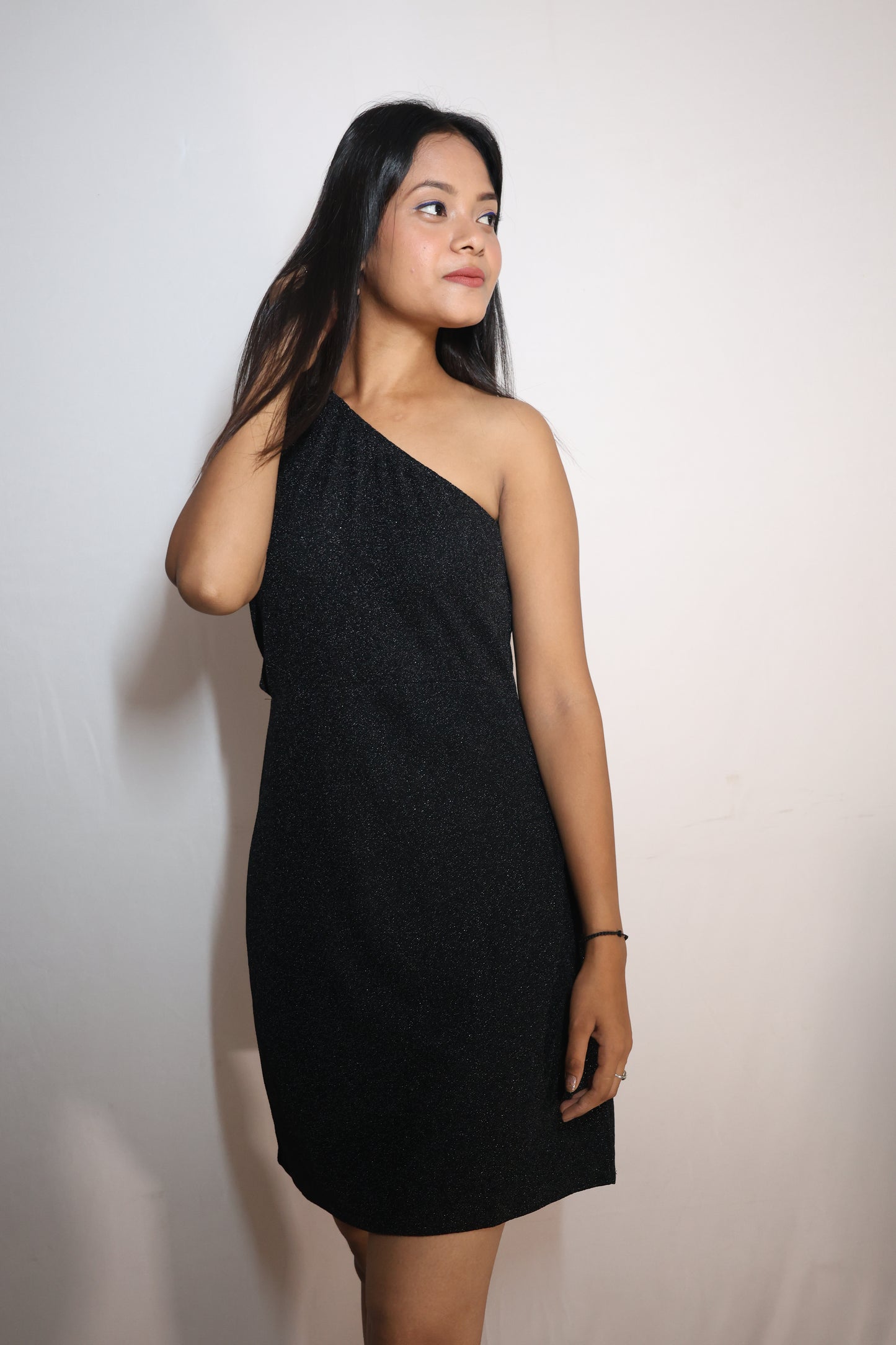 Midnight Sparkle One-Shoulder Dress