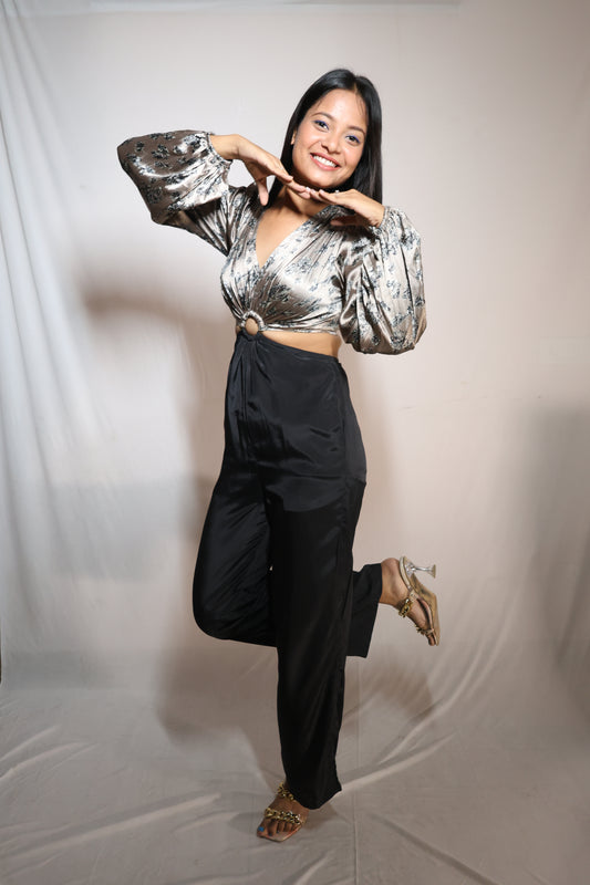 Metallic Glam Ring Detail Co-ord Set