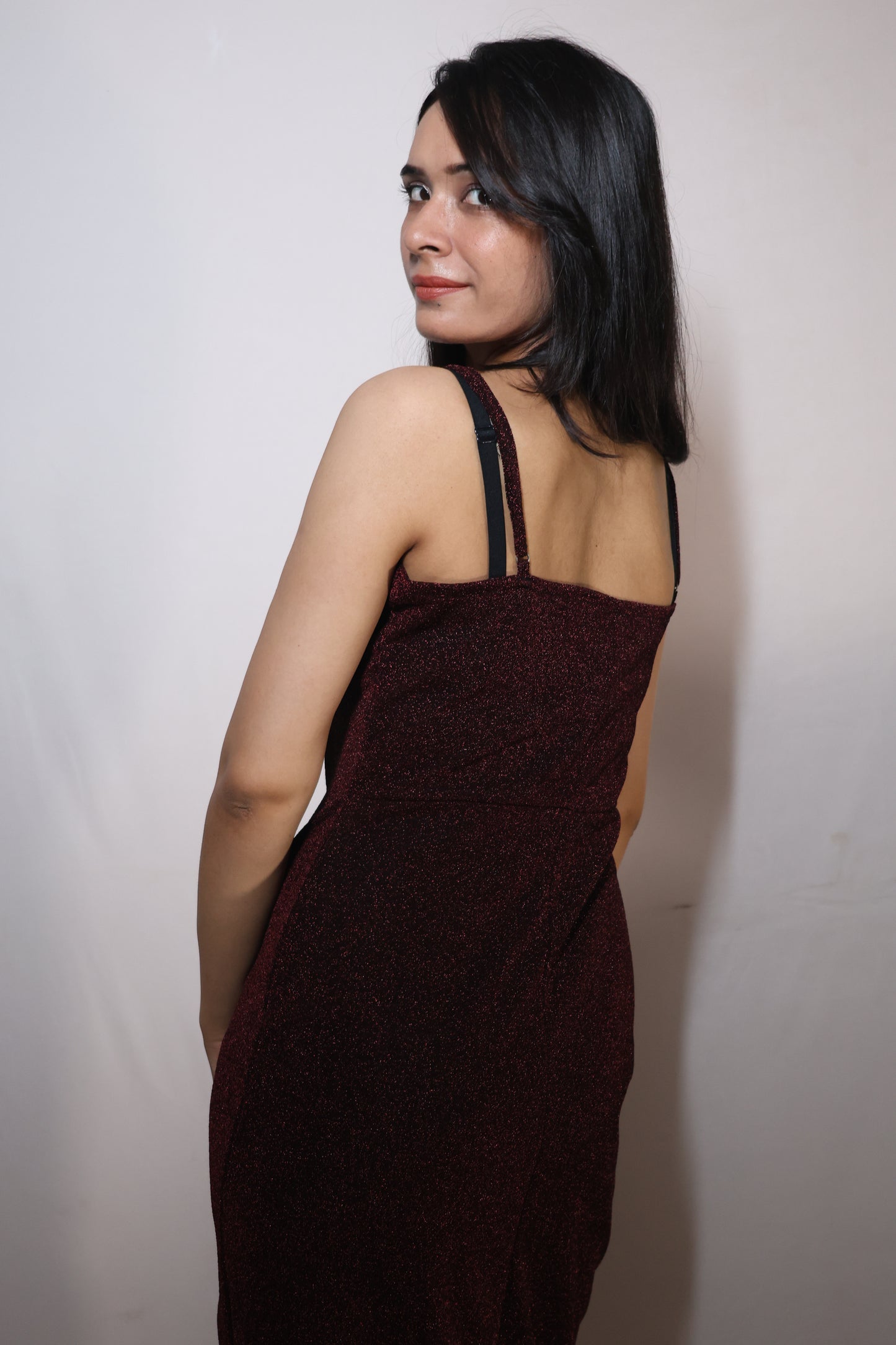 Garnet Glow Slit Dress